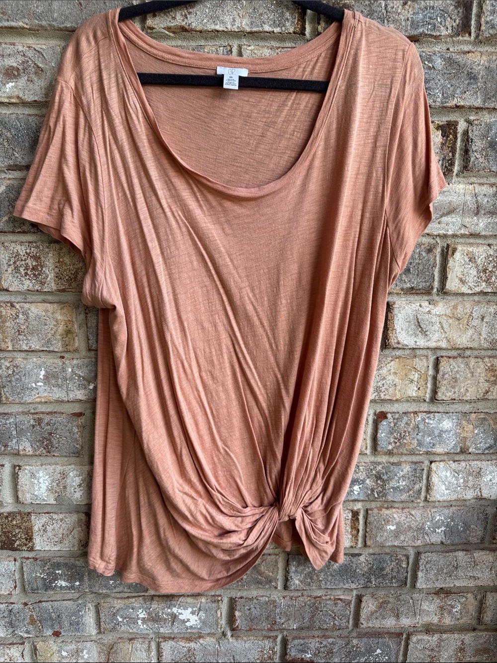 bp Short-Sleeve Knot-Front Tee in Dusty Peach